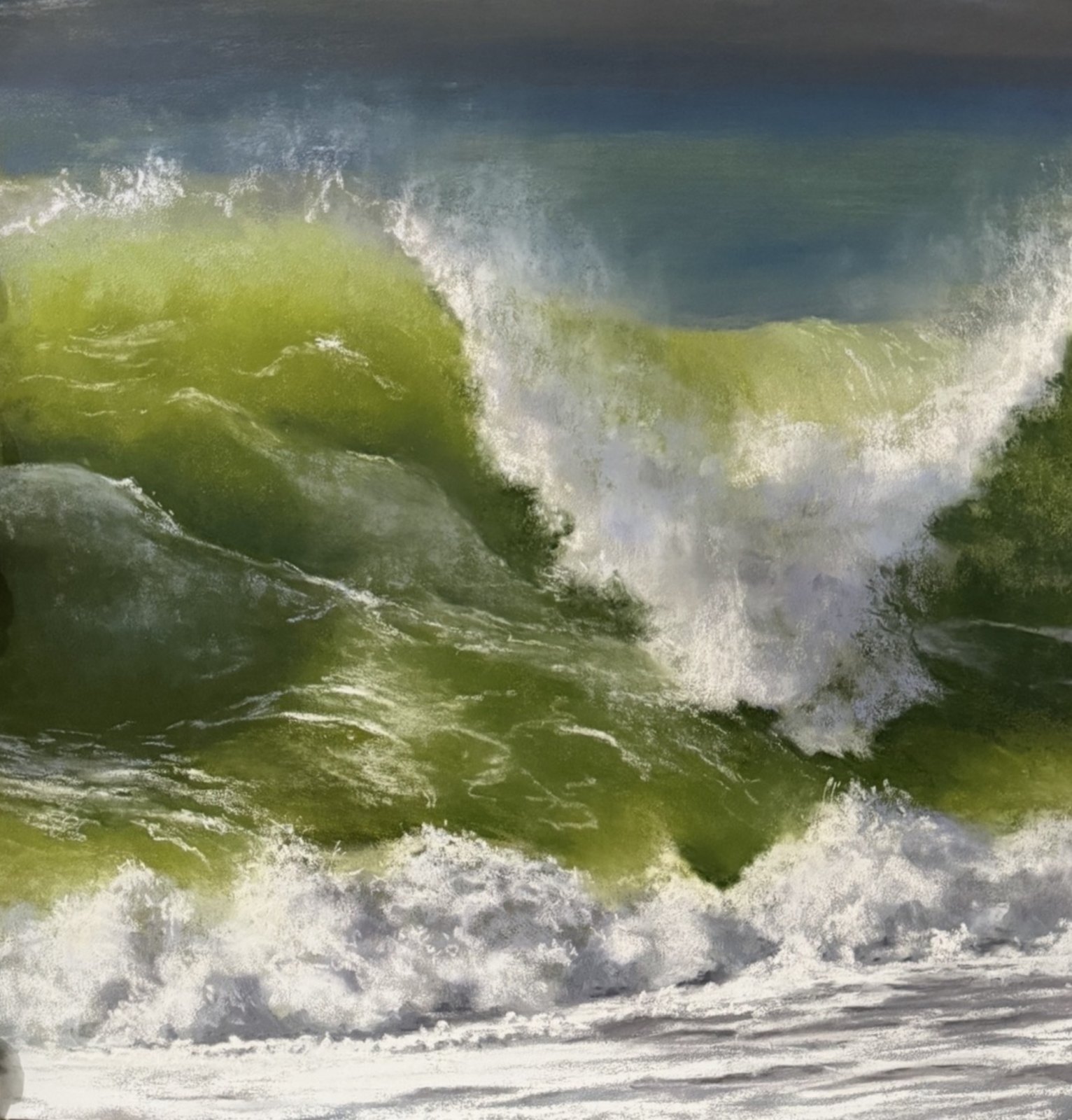 Green Flow — original soft pastel painting by Jaci Hogan
