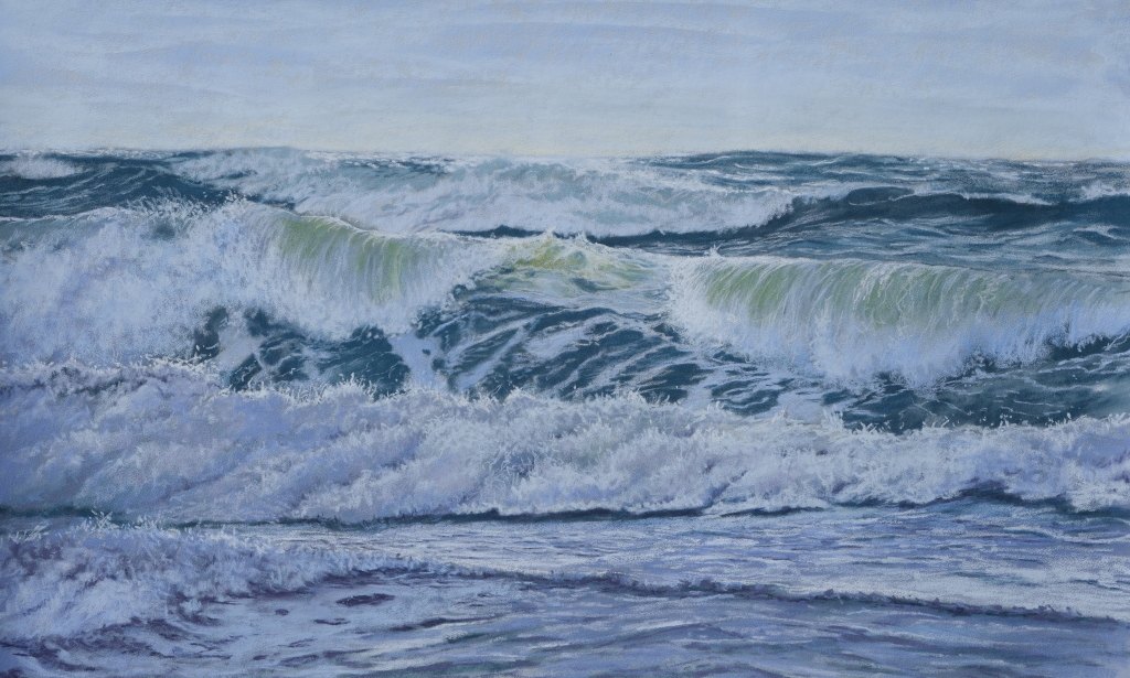 Original soft pastel seascape painting by Jaci Hogan